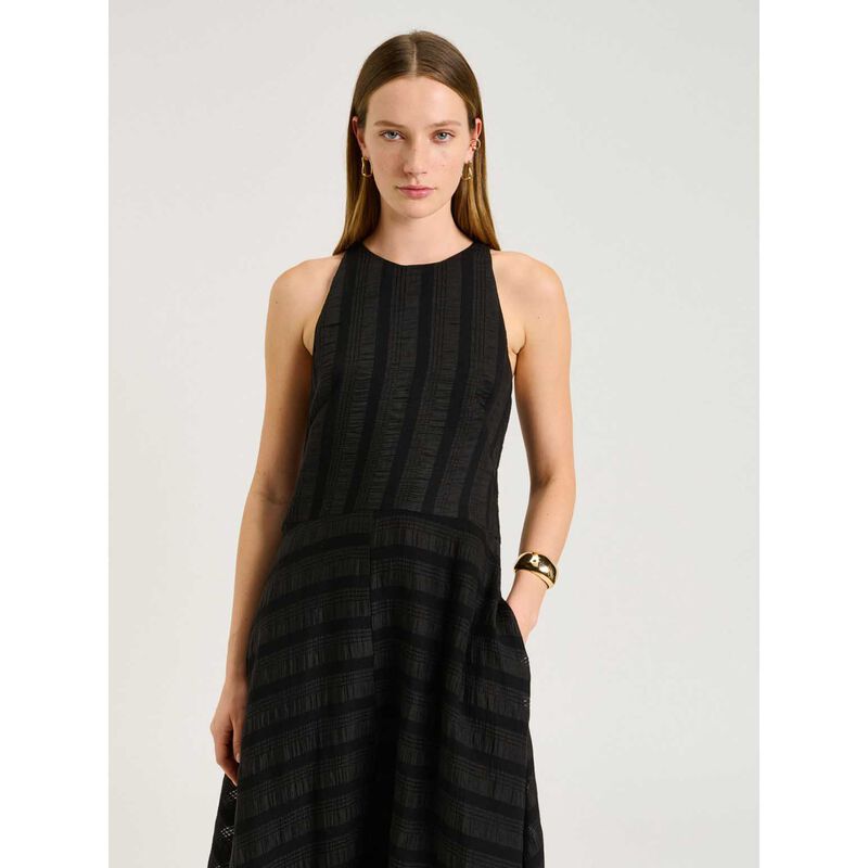Veronika Maine Sheer Textured Stripe Maxi Dress image number 3